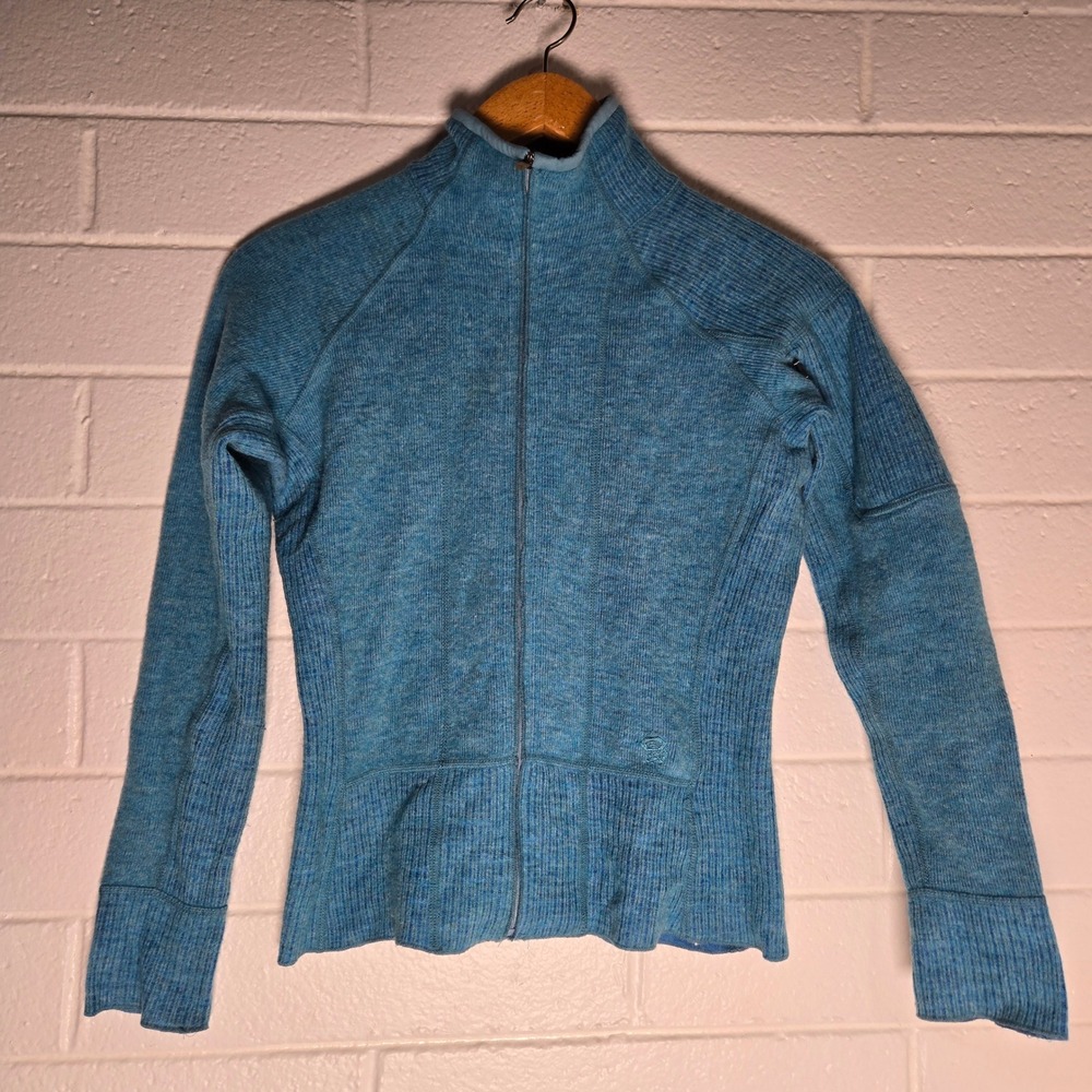 Mountain Hardwear Full Zip Wool Blend Jacket Small Blue Ribbed Gorpcore Outdoors